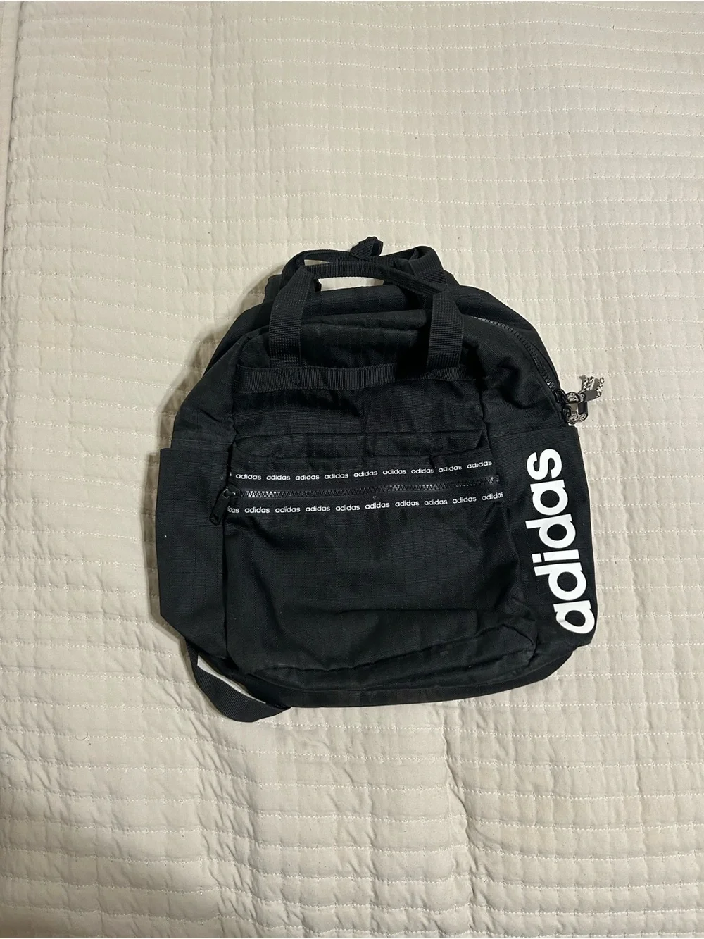 adidas Black Backpack Tote with Bold Vertical Logo
